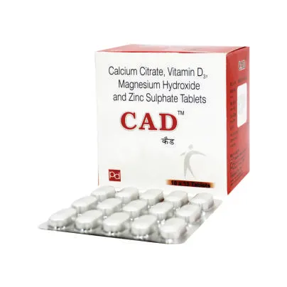 CALCIUM CITRATE 1000 MG, VITAMIN D3 200, MAGNESIUM HYDROXIDE 100 MG & ZINC SULPHATE 4MG (SILVER PVC) (CAD CAPLET)